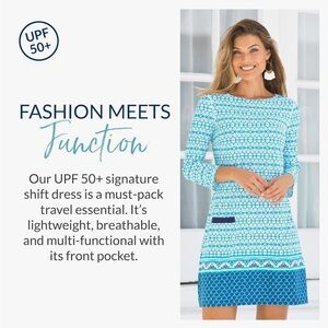 New Cabana Life Shift Dress, UPF 50+ Sun Protection Casual Dress S